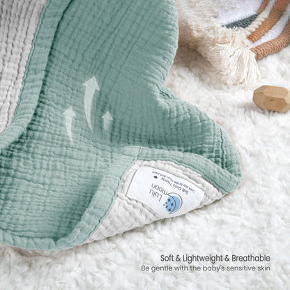 lulumoon Muslin Baby Blanket - Cotton Quilt Blankets for Toddlers - Reversible Nursery Crib Blanket for Baby Boys and Girls 47"x47"(Sage)