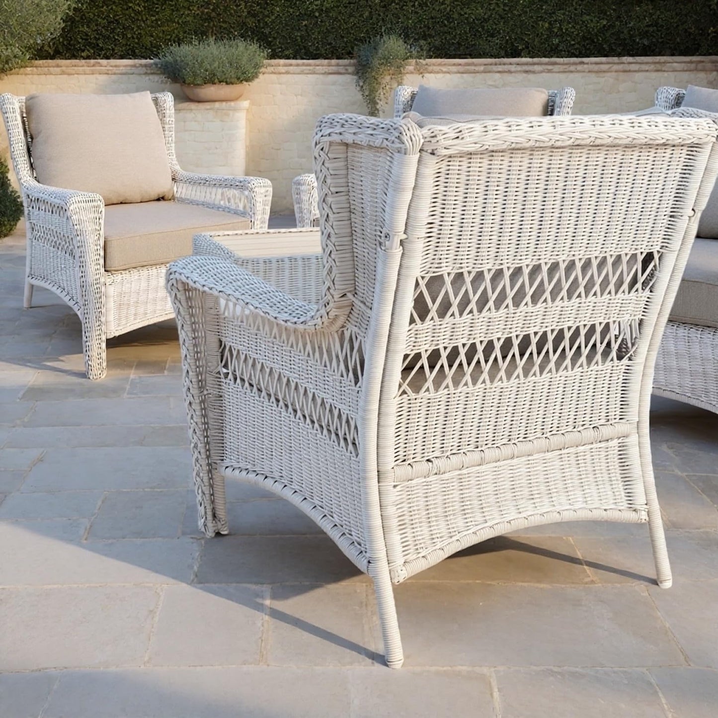 Krikacy Park Meadow Outdoor Club Chair All-Weather HDPE Wicker Patio Lounge Seating with 4inch Taupe Beige Cushions