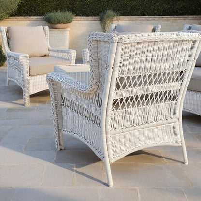 Krikacy Park Meadow Outdoor Club Chair All-Weather HDPE Wicker Patio Lounge Seating with 4inch Taupe Beige Cushions