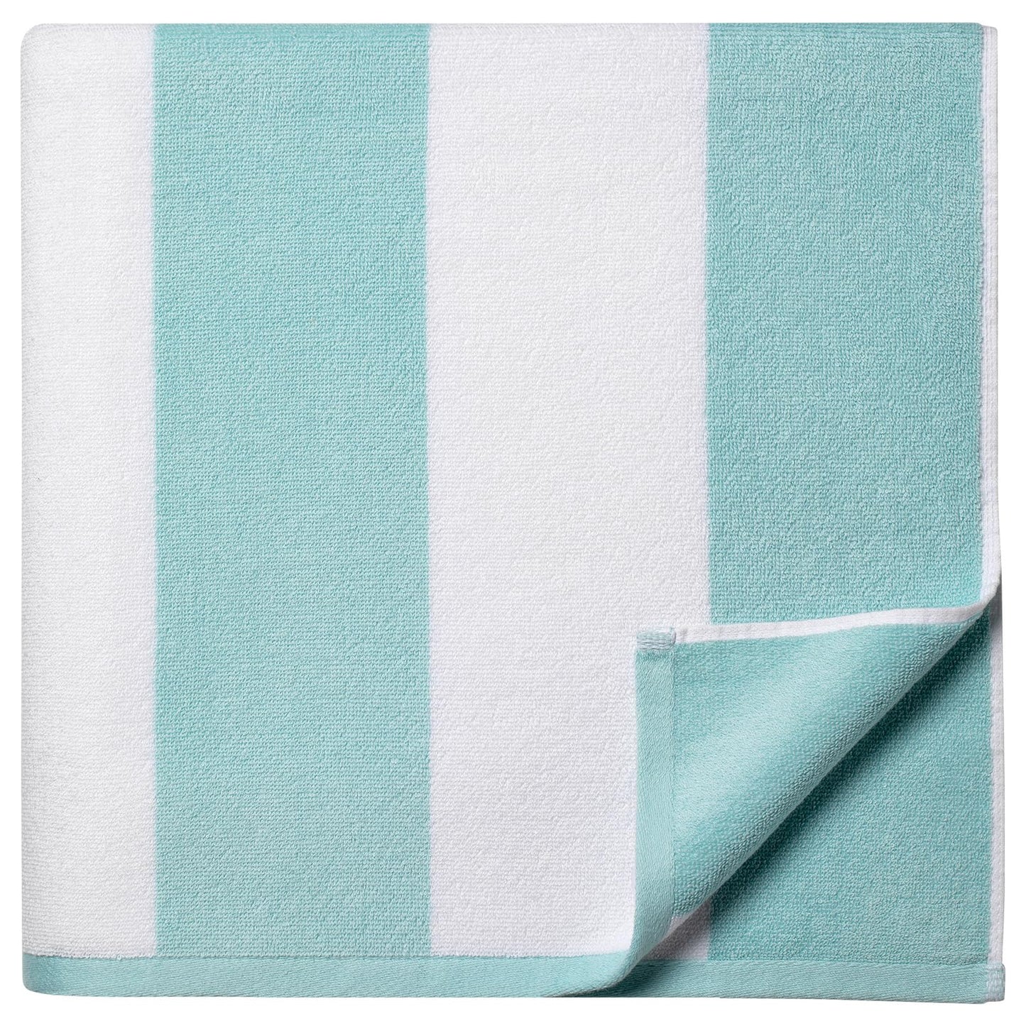 WEDPLAN Cotton Oversized Beach Towel - 40 x70 Inch Extra Large Striped Pool Towel, Big Soft Terry Cloth Turquoise Cabana Swim Towel
