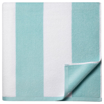 WEDPLAN Cotton Oversized Beach Towel - 40 x70 Inch Extra Large Striped Pool Towel, Big Soft Terry Cloth Turquoise Cabana Swim Towel