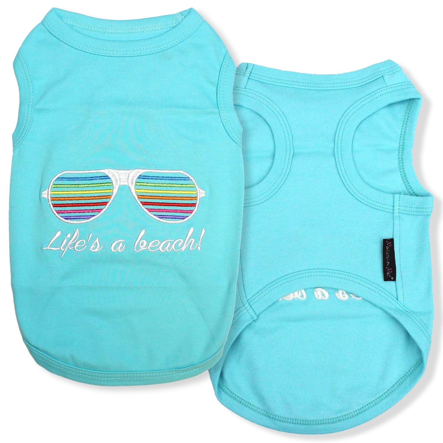 Parisian Pet Beach Dog Shirt – 100% Cotton Shirts for Small Dogs – Sleeveless Pet Vest – Lightweight and Breathable Dogs Apparel – Cute Summer Dog Clothes - Stretchy T Shirts for Pets