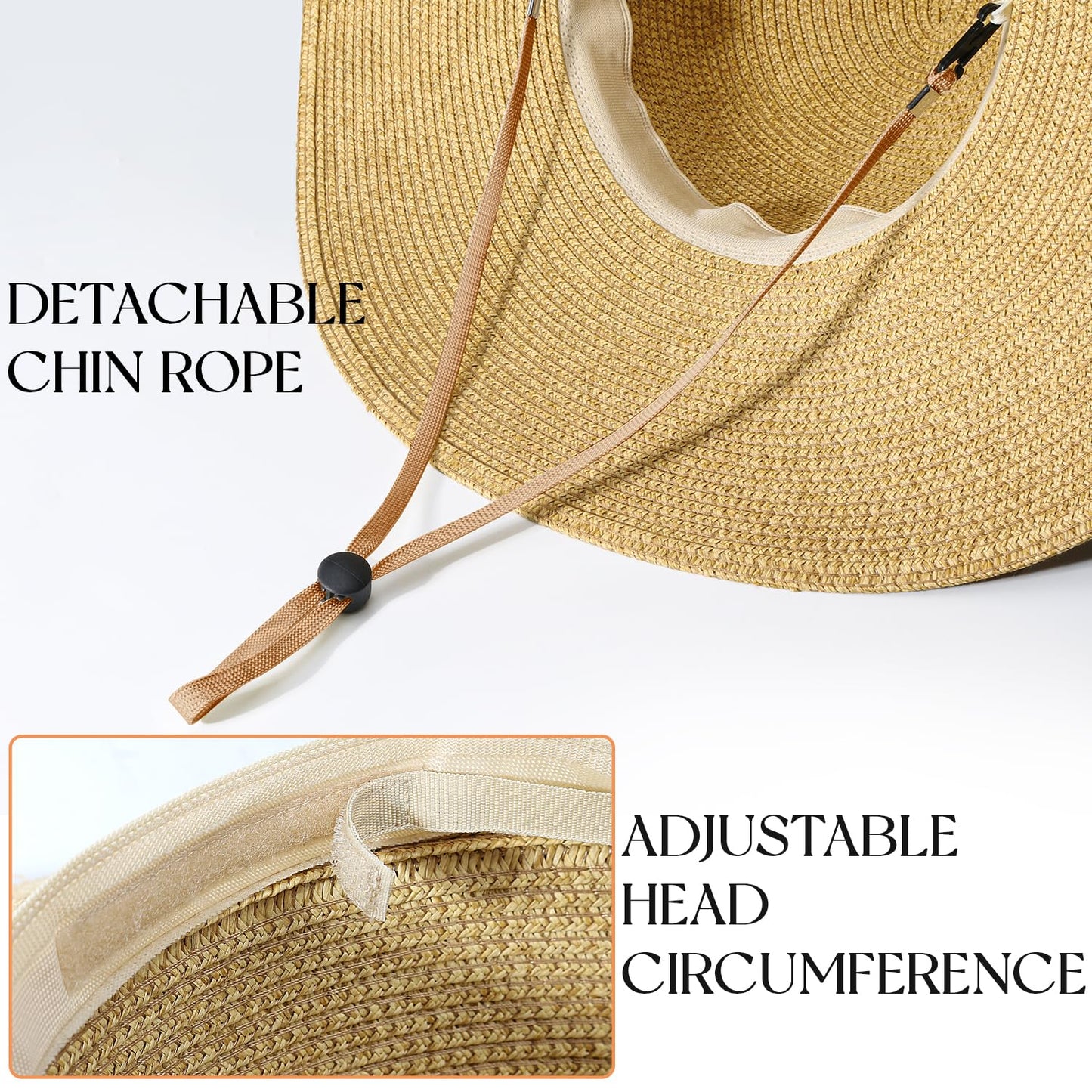 Beach Sun Hats for Women,Wide Brim Straw Hat Floppy Packable UPF 50+ UV Protection with for Summer