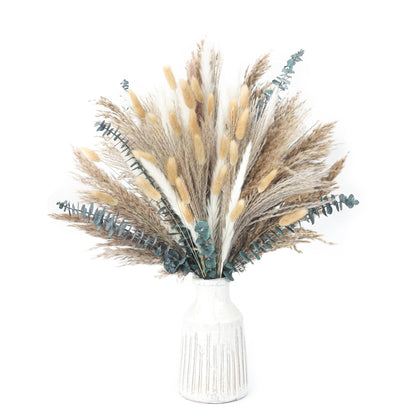 xin's convey 120 PCS Dried Pampas Grass, Dried Flowers, Reed Grass Bouquet for Bohemian Flowers Home Table Wedding Decoration, Rustic Farmhour.(Light Brown)