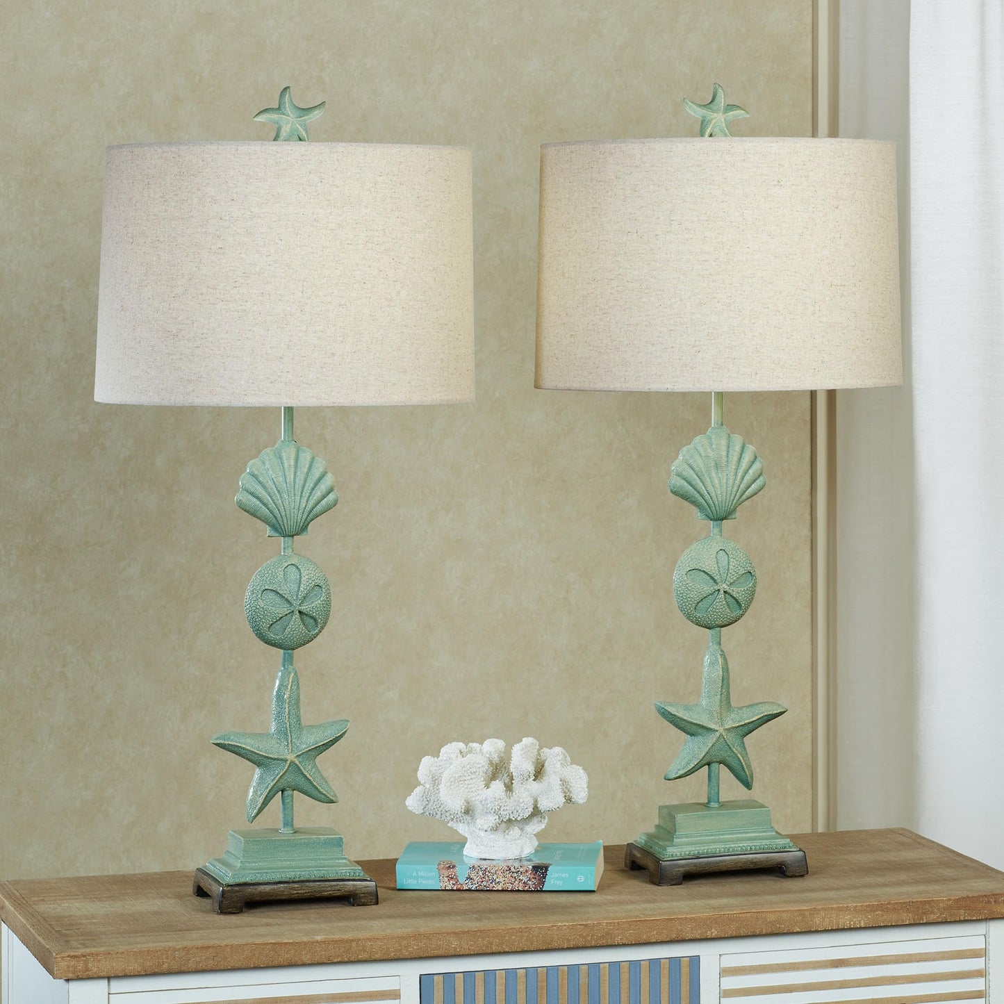 Touch of Class Cape Coral II Coastal Table Lamp Blue | Ocean Themed Decor for Beach House | Nautical Style Lighting for Bedroom, Living Room, Office Desk, Tabletop