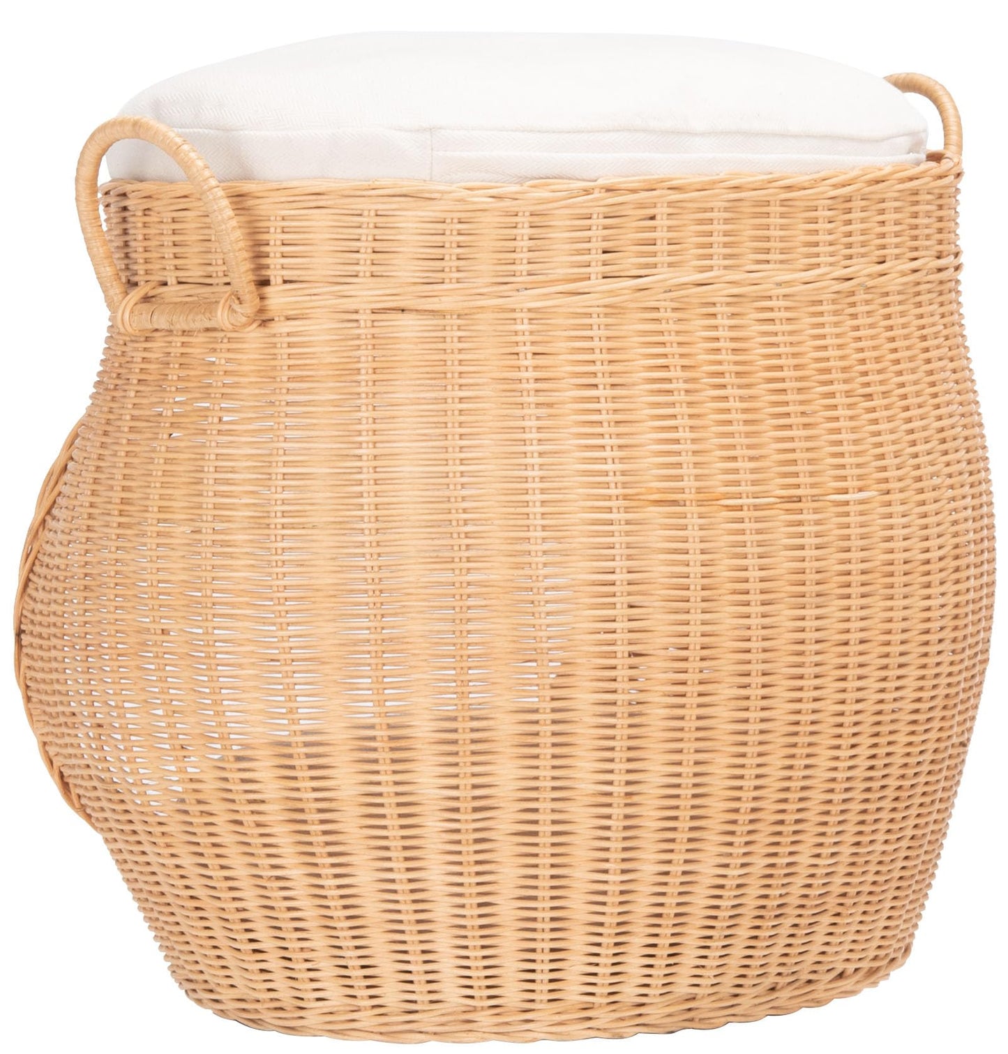 SAFAVIEH Home Collection Faati Honey Brown Rattan Pet Cat Bed with White Cushion, Ideal for Living Room, Bedroom, Entryway (Fully Assembled)