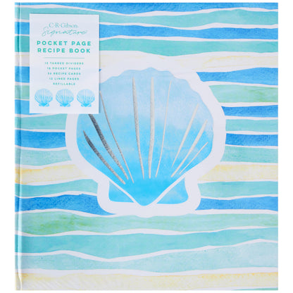 C.R. Gibson Coastal Kitchen Recipe Pocket Page Binder - Recipe Binder with Pocket Pages for Organizing Recipes