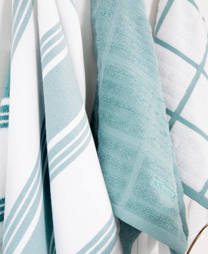 All-Clad Dual-Purpose Kitchen Towels: Highly Absorbent, Super Soft Long Lasting - 100% Cotton, 17"x30" Dish Towels for Cleaning & Drying Dishes, Pans, Glassware, or Countertops, (3-Pack), Rainfall