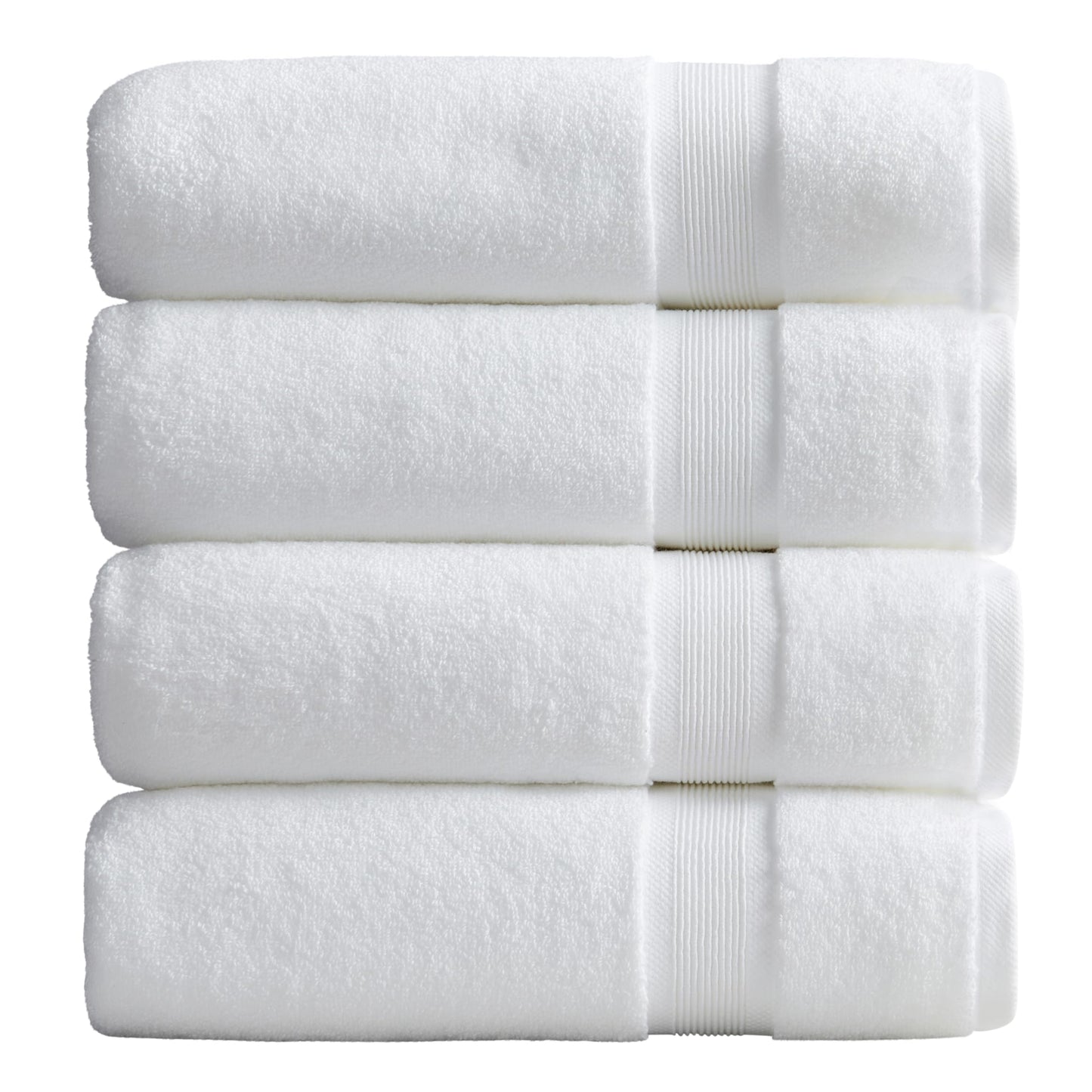 Springtree Home Luxury Bamboo Rayon Bath Towel Set of 4 | 35% Bamboo Rayon - 65% Zero Twist Cotton | Absorbent Quick-Dry Towels for Bathroom | Oeko-TEX Standard 100 Cotton | White - 4 Pack