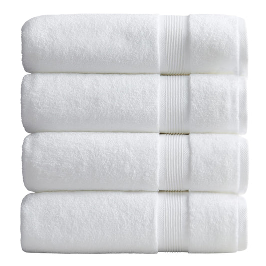 Springtree Home Luxury Bamboo Rayon Bath Towel Set of 4 | 35% Bamboo Rayon - 65% Zero Twist Cotton | Absorbent Quick-Dry Towels for Bathroom | Oeko-TEX Standard 100 Cotton | White - 4 Pack