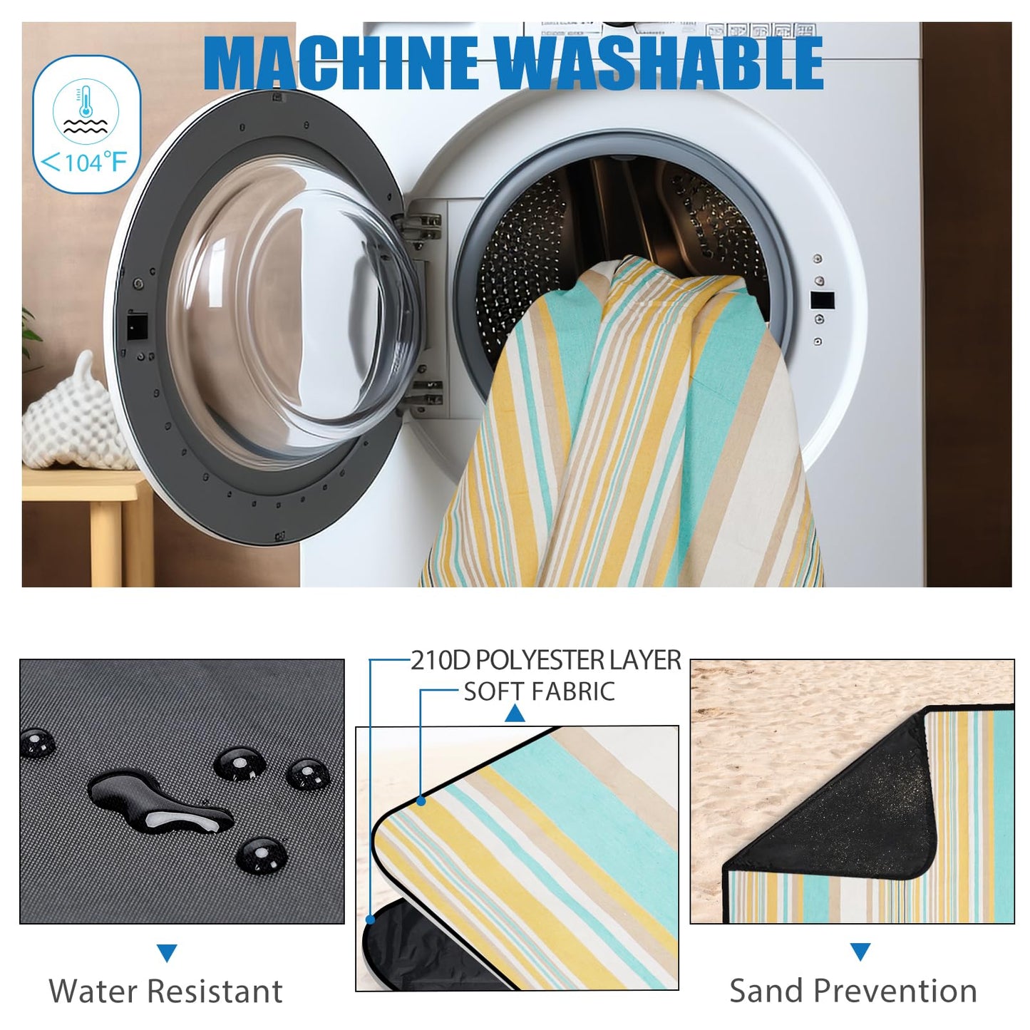 G GOOD GAIN Picnic Blanket Waterproof & Sand Proof,Beach Blanket Portable with Carry Strap, XL Large Foldable Picnic Rug Machine Washable for Camping Party,Wet Grass,Kids Playground.(Pineapple Yellow)