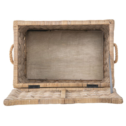 Kouboo Tall Rattan Storage Basket with Handles and Lid Wicker Trunk for Bedroom, Bathroom or any Room Natural Coastal Beach Style Decor 24 in. H x 24 in. W x 16 in. D - from