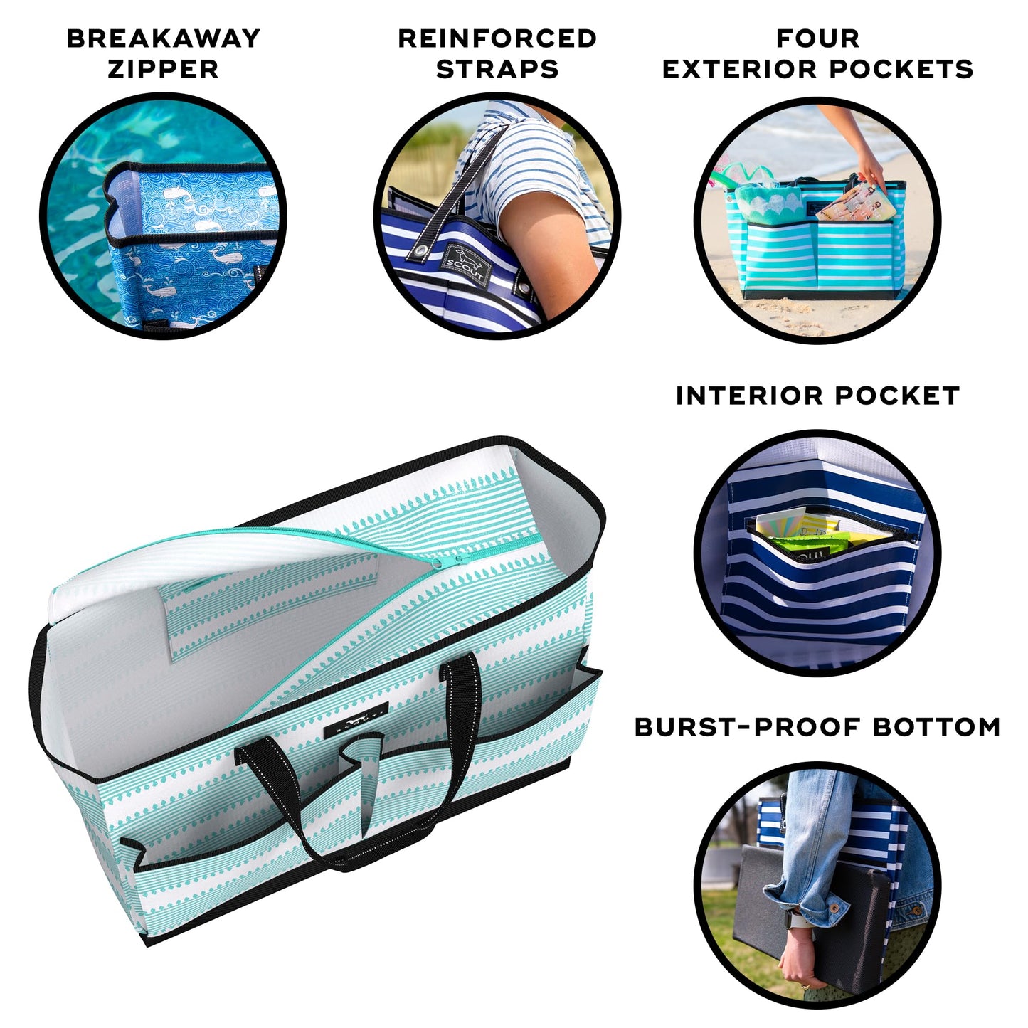 SCOUT BJ Bag - Large, Utility Tote Bag for Women, Nurses, Teachers and Moms with Zipper & 4 Exterior Pockets for Organizing