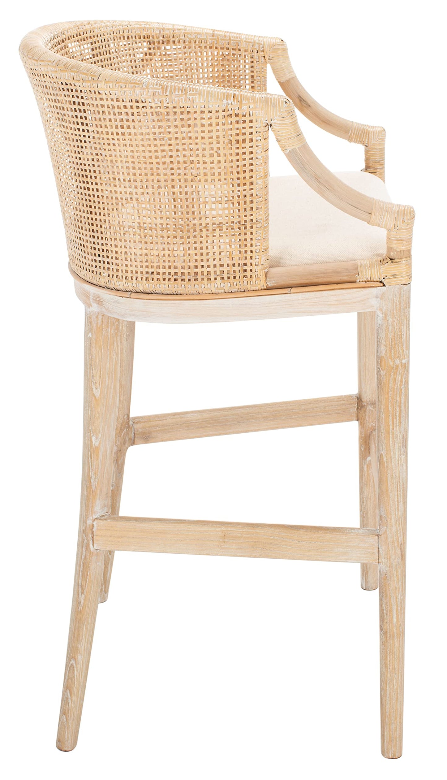 Safavieh Home Collection Brando Tropical Coastal Natural Wash Legs Cushion Solid Wood 30-inch Bar Stool (Fully Assembled)