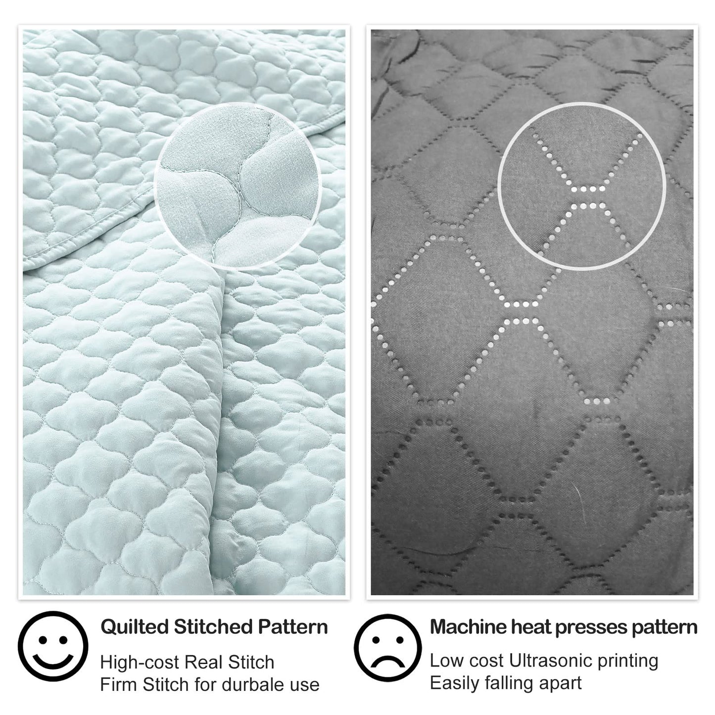HORIMOTE HOME Quilt King Size Aqua Blue, Lightweight Quilt for Summer, Ultra-Soft Microfiber Modern Style Quilted Clouds Pattern Bedspread Quit Set 3 Pieces(1 Quilt and 2 Pillow Shams)