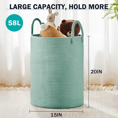 YOUDENOVA Laundry Hamper Basket, Woven 58L Tall Laundry Basket for Blanket Organizer- Nursery Hamper for Bedroom And Bathroom Storage