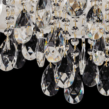 LumFurn 6-Light Drum Capiz Shell Crystal Chandeliers, Coastal Style Pendant Light Fixture for Dining Room, Living Room, D24 x H23~71 inch(Adjustable), Shell Lampshade & Gold Finish