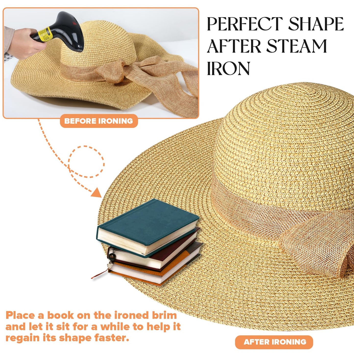 Beach Sun Hats for Women,Wide Brim Straw Hat Floppy Packable UPF 50+ UV Protection with for Summer