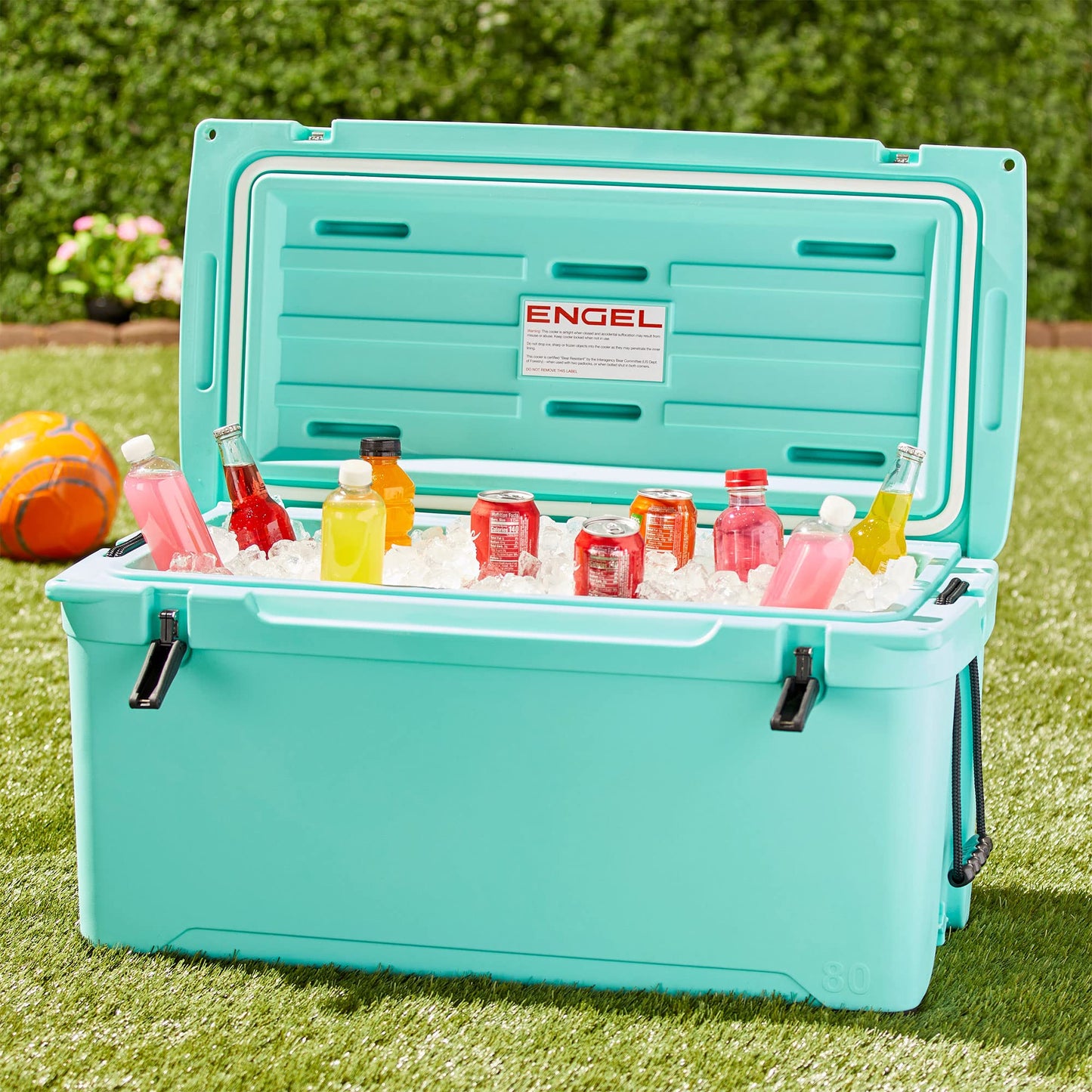 Engel Coolers ENG80 Cooler | 75 Can High Performance Durable Seamless Rotationally Molded Ice Box for Camping, Hunting, and Fishing - Seafoam