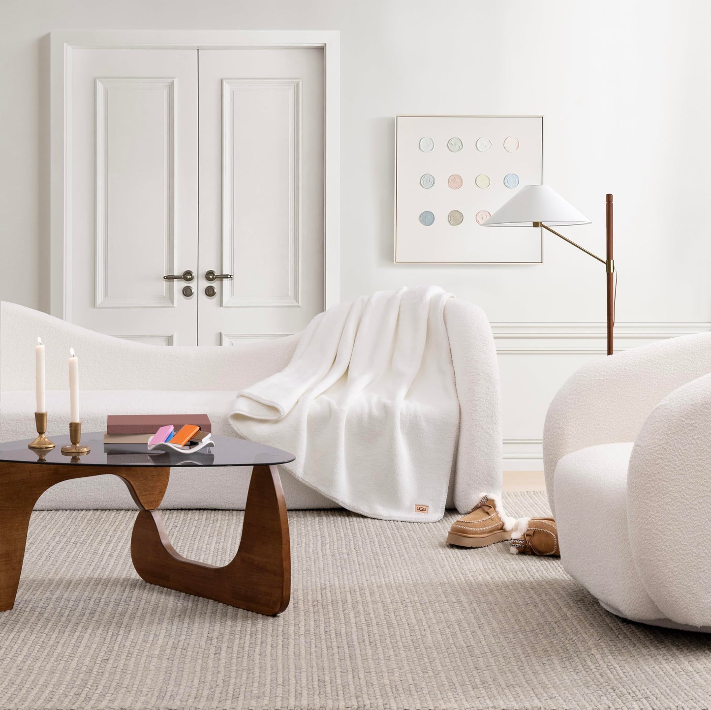 UGG Whitecap Plush Throw Blanket Fleece Soft Fuzzy Throw Blankets for Couch or Bed, Home Decor, Winter Blanket, Machine Washable, 50-inch x 70-inch, White Snow