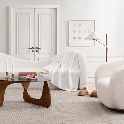 UGG Whitecap Plush Throw Blanket Fleece Soft Fuzzy Throw Blankets for Couch or Bed, Home Decor, Winter Blanket, Machine Washable, 50-inch x 70-inch, White Snow