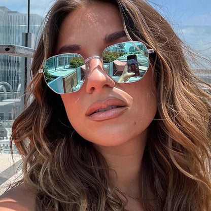 DIFF Jessie James Decker JJD Designer Sunglasses for Women UV400 Protection, Silver + Turquoise Ice Mirror