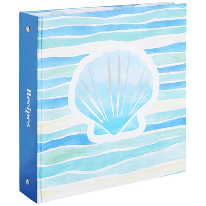 C.R. Gibson Coastal Kitchen Recipe Pocket Page Binder - Recipe Binder with Pocket Pages for Organizing Recipes