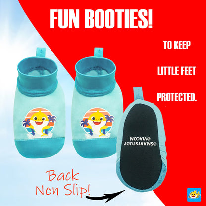 Nickelodeon Baby Shark Aqua Bucket Swim Hat and Booties Set, Sun Protection UPF 50+ - Age 0-12 Months