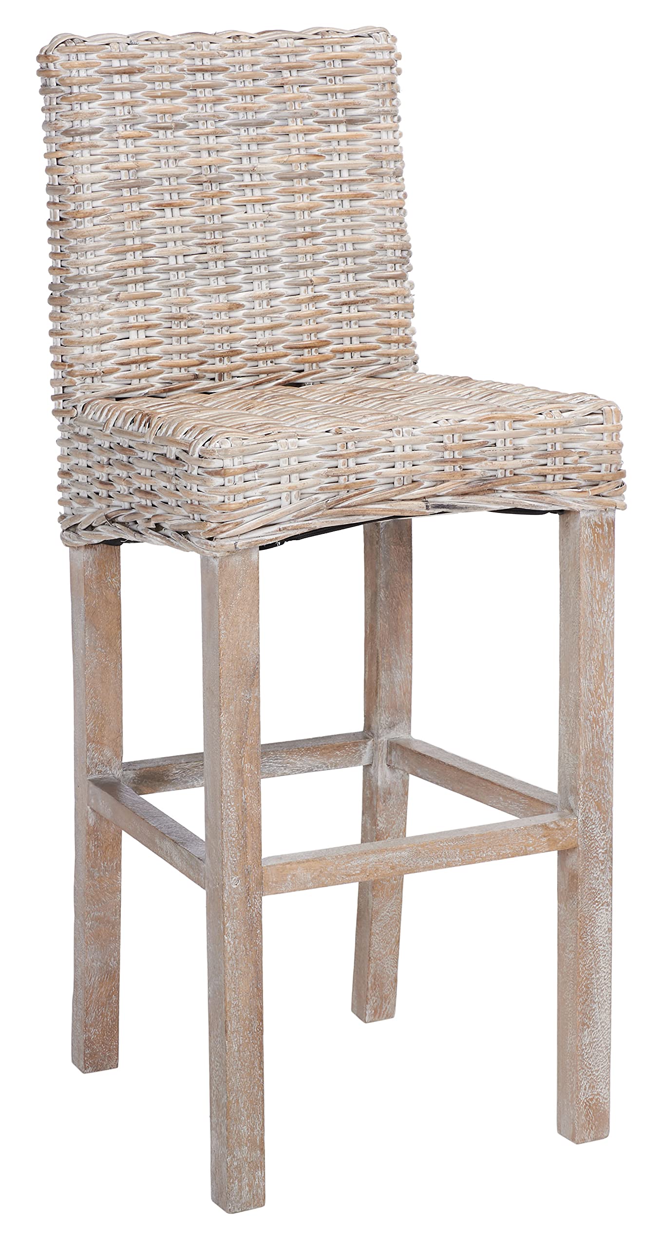 Safavieh Home Tobie Grey White Wash Rattan 30-inch Bar Stool