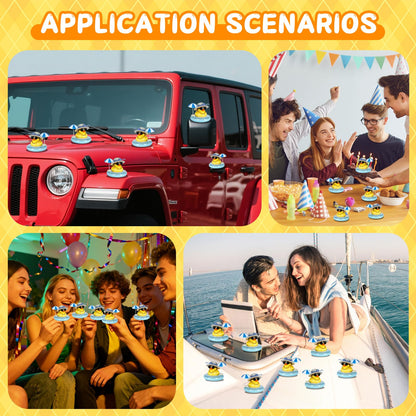 Rubber Duck with Blue Hat, Swimming Ring, Sunglasses, Gold Necklace & Sun Umbrella - Cute Car Decor for Jeep, Summer Beach Party, Home Desk Decoration, DIY Accessories