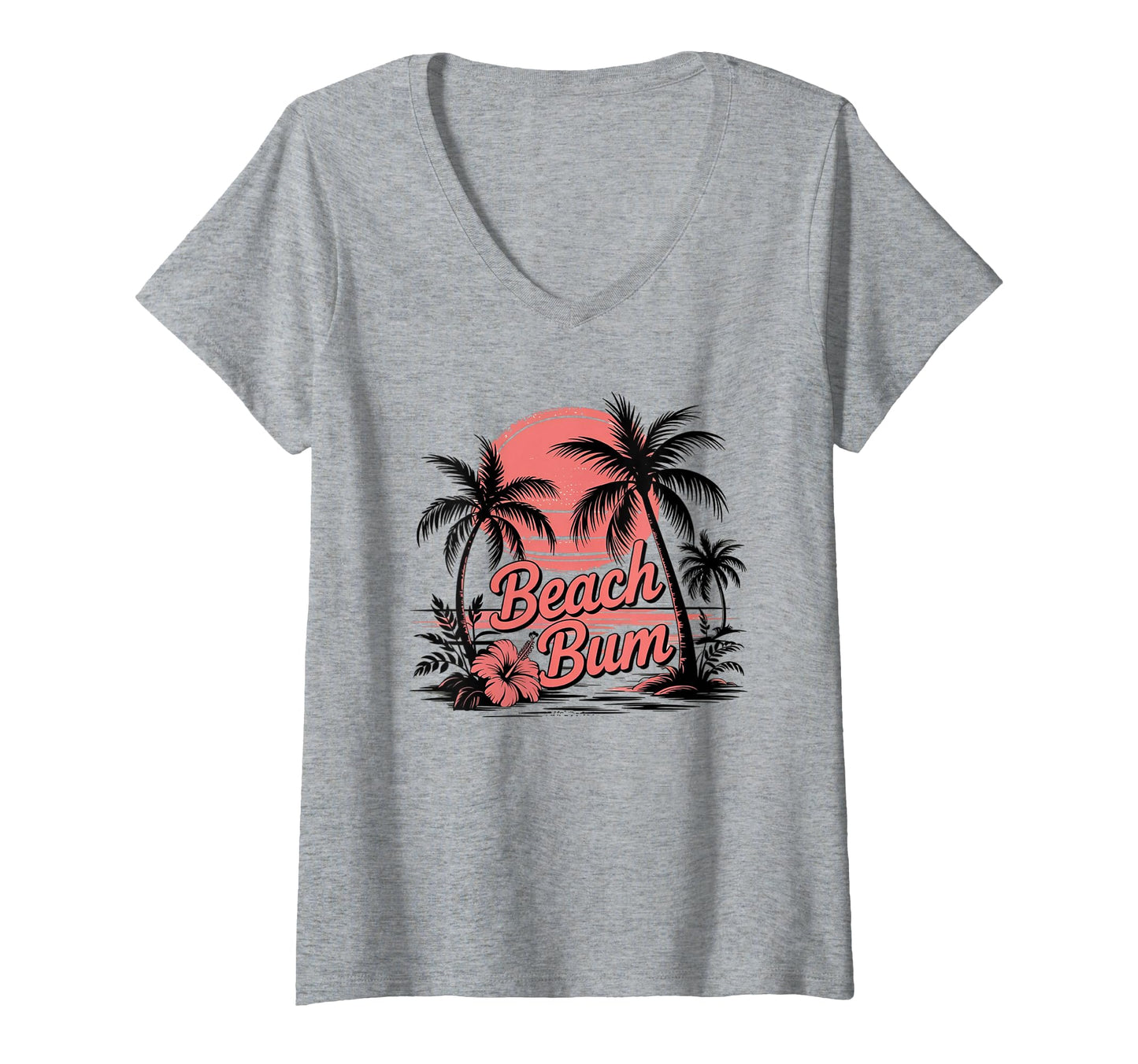 Women's Beach Bum Tropical Sunset V-Neck T-Shirt