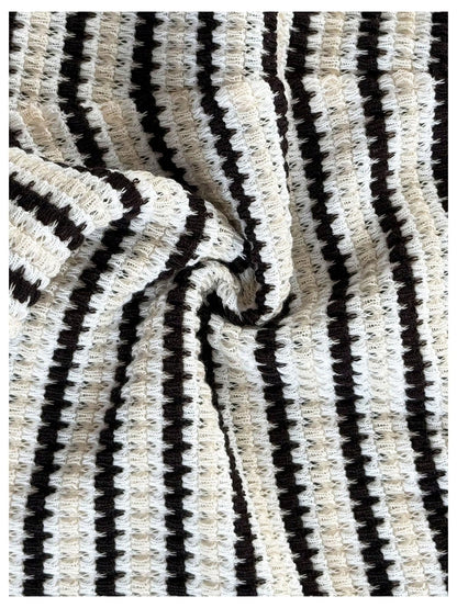 MakeMeChic Women's Summer 2 Piece Sets Striped Halter Tank Tops Mini Shorts Set Beach Vacation Outfits Black White Medium