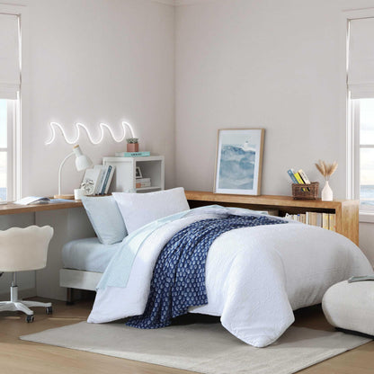 Nautica - Queen Bed Set, Embossed Comforter with Matching Bed Sheets, Shams, Pillowcases & Plush Throw, Wrinkle-Resistant, Oeko-Tex Certified (Sunflower White)