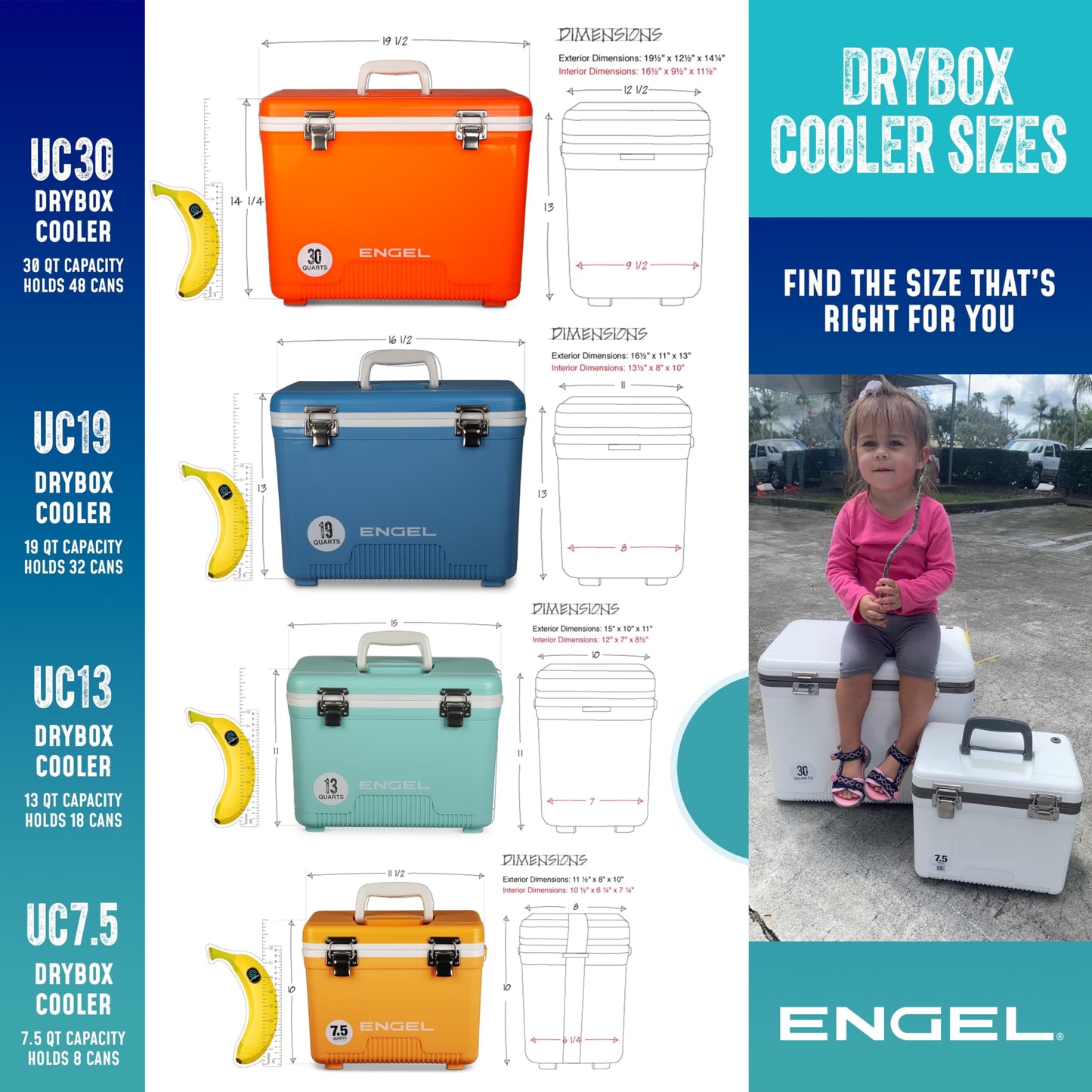 Engel UC13 13 Quart Leak-Proof, Air Tight, Drybox Cooler and Small Hard Shell Lunchbox for Men and Women in Seafoam