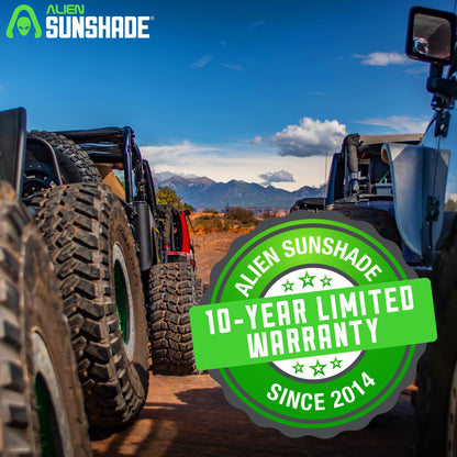 Alien Sunshade Jeep Wrangler JK Black (2007-2018) Full Length Mesh Sun Shade for JK 2 Door - Blocks UV, Jeep Gifts, Wind, Noise - Bikini Jkini Top Cover for Sport, Sport S, Sahara, Rubicon