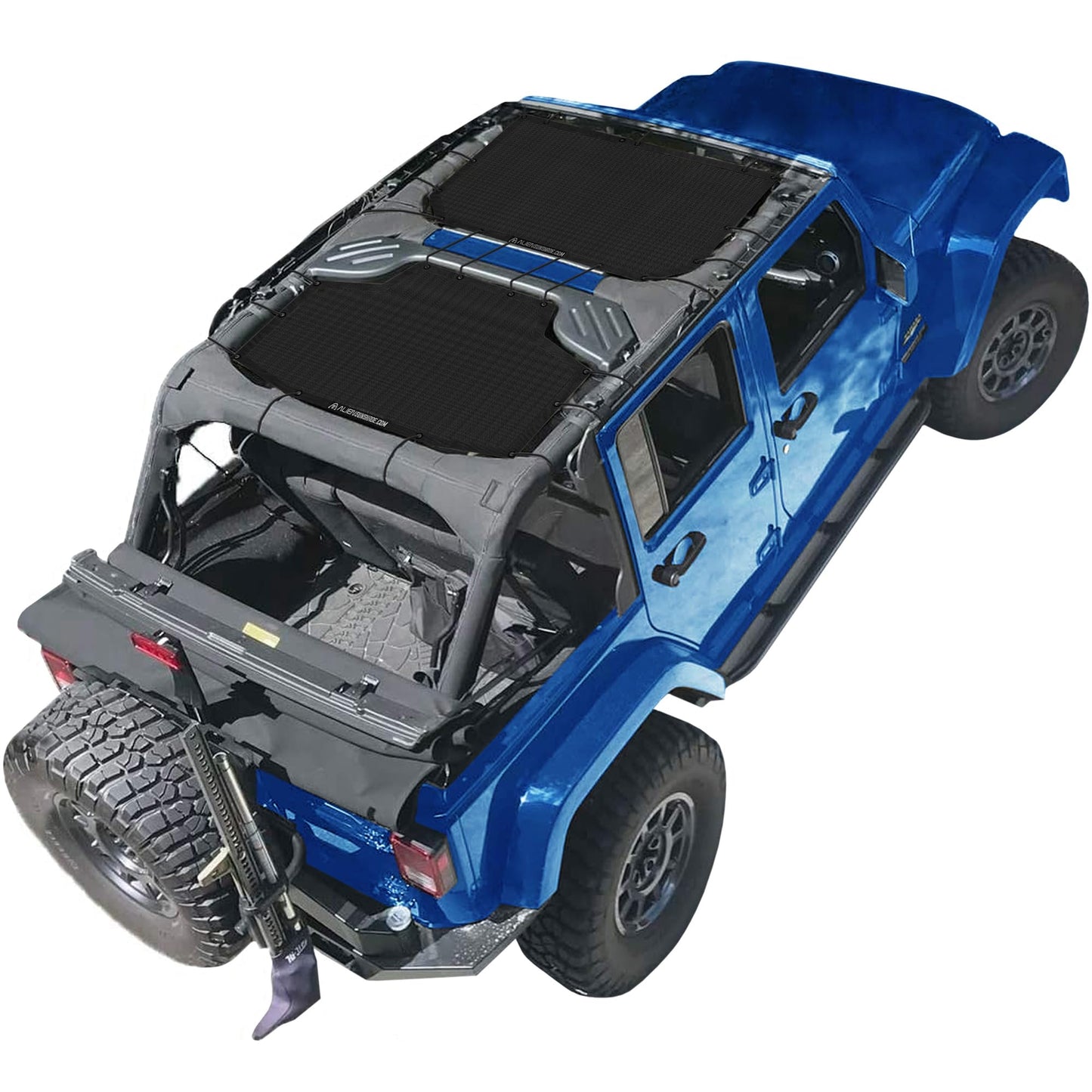 Alien Sunshade Jeep Wrangler JKU Black (2007-2018) Front & Rear Mesh Sun Shade for JK Unlimited, Blocks UV, Wind, Noise, Jeep Gifts, Bikini Jkini Top Cover for Sport, Sport S, Sahara, Rubicon