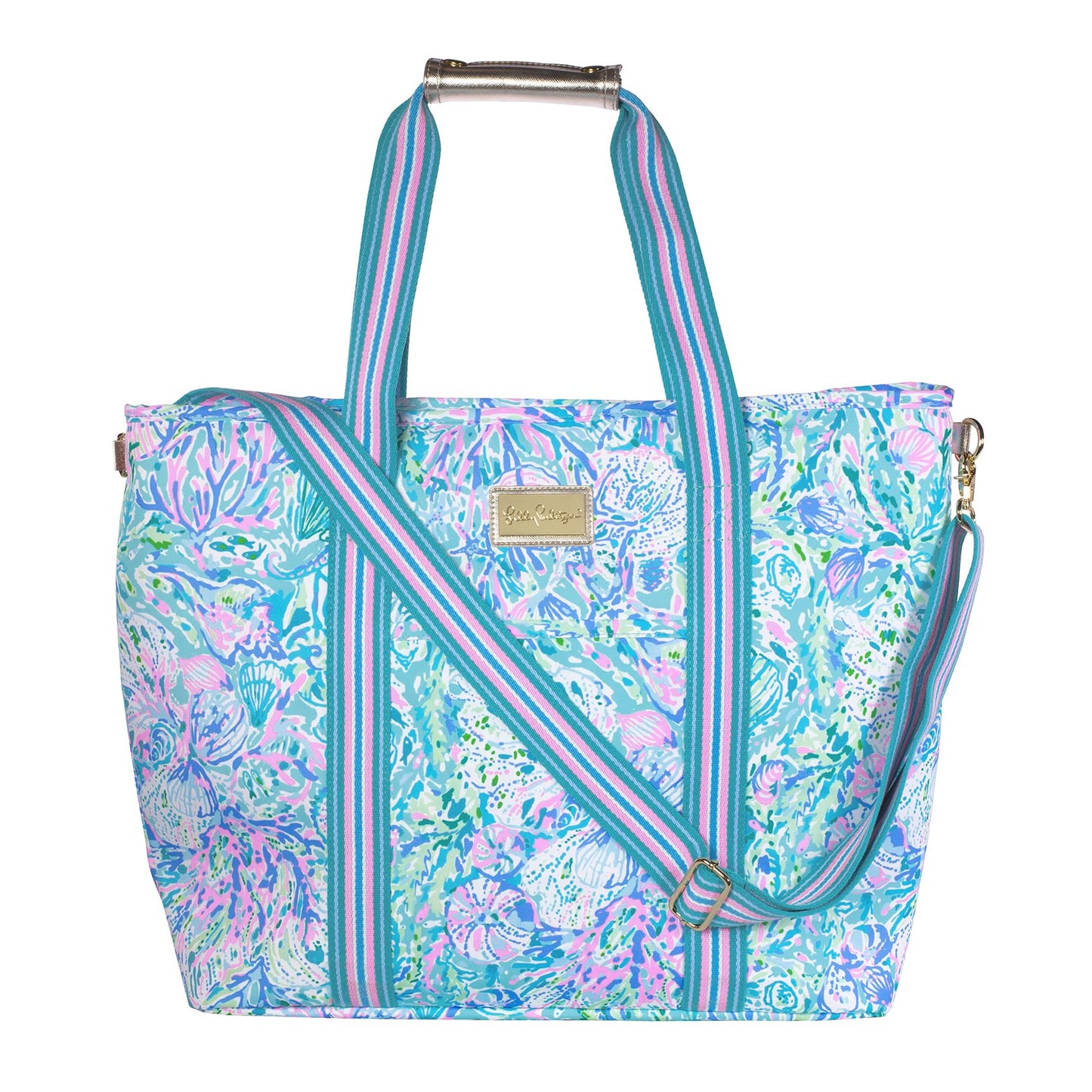 Lilly Pulitzer Picnic and Beach Cooler Bag, Insulated Soft Cooler with Adjustable Shoulder Strap and Zippered Top, Large for Groceries or Travel, Soleil It On Me