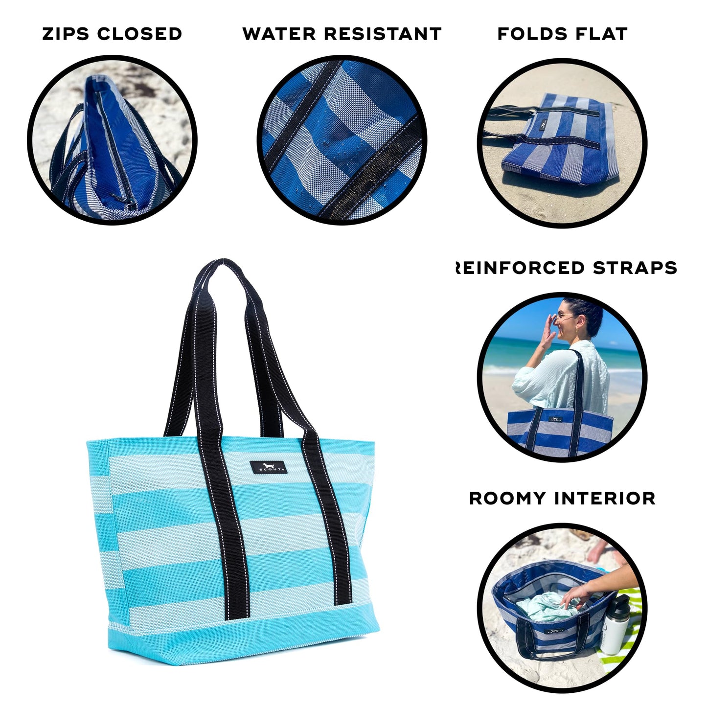 SCOUT Joyride - Large Sandproof Beach Bag For Women - Durable Mesh Woven Beach Tote, Pool Bag - Fabric Lets Sand Escape