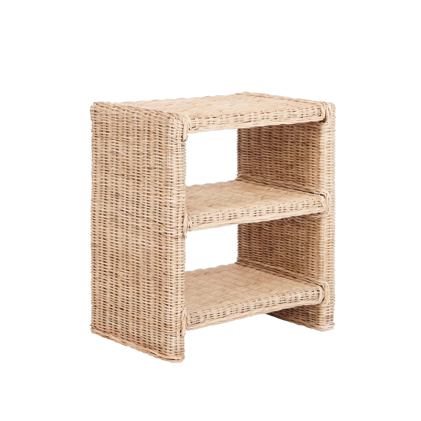 JONATHAN Y NST1000A Praerie 22" Coastal Bohemian Rattan/Wood 3 Tier End Table for Home, Living Room, Bedroom, Guest Room, Entryway, Natural