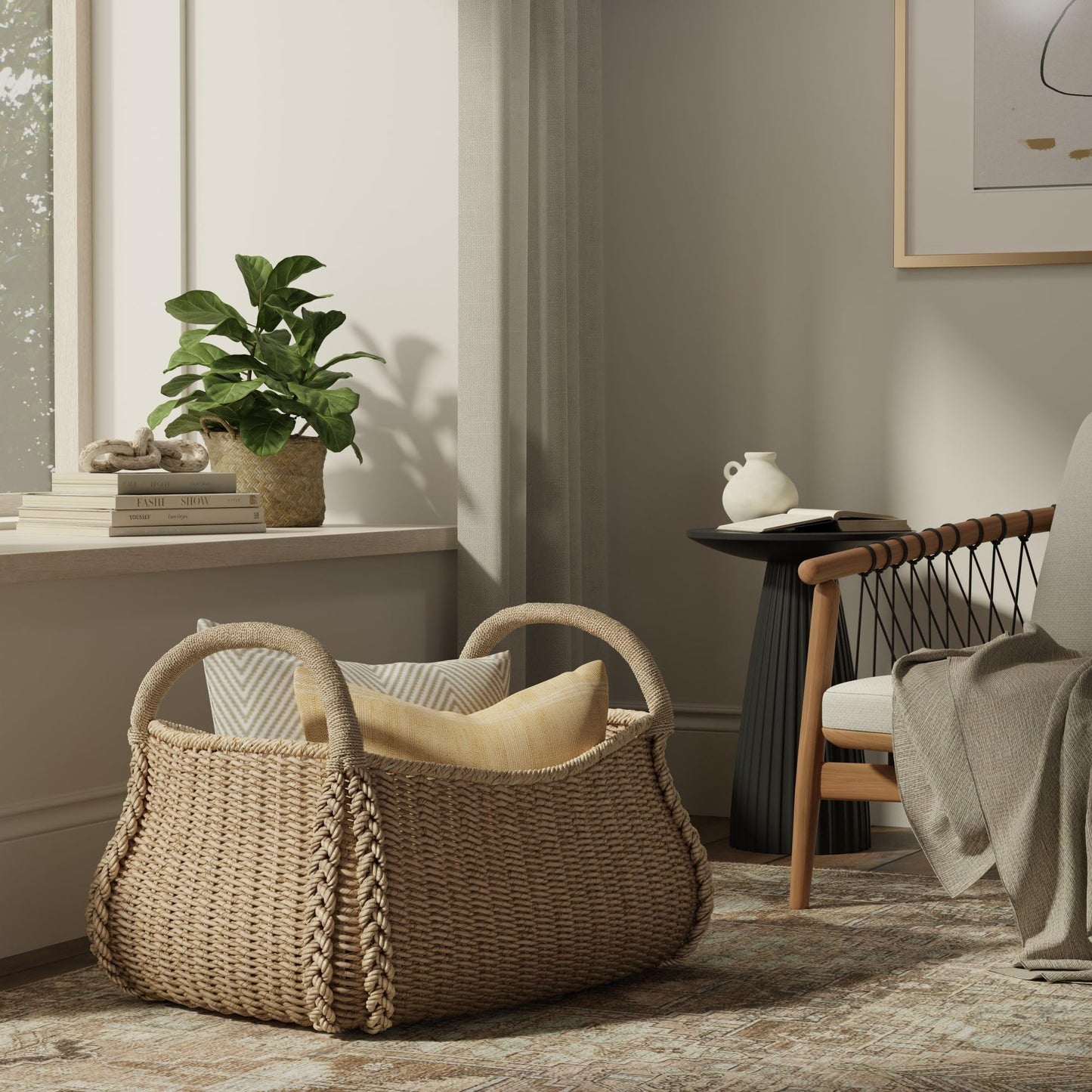 KOUBOO XL Seagrass Basket, Handmade, Living Room, Blankets, Toy Bin, Extra Storage, Decorative Storage, Laundry Basket, Brown