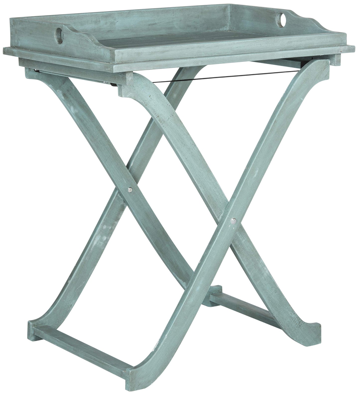 Safavieh Outdoor Collection Covina Beach House Blue Tray Table