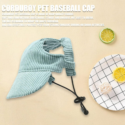 Dog Baseball Cap, Dog Cat Summer Beach Visor Hat with Ear Holes, Adjustable Puppy Sunbonnet Headdress (Green, Small)