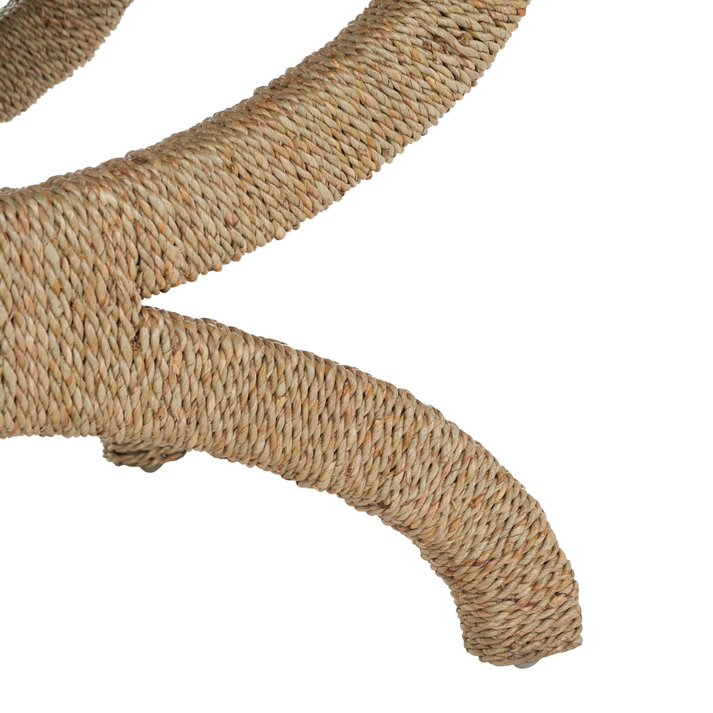 SAFAVIEH Couture Collection Aikan Coastal Natural/Beige Woven Seagrass Solid Wood Ottoman Foot Stool (Fully Assembled)