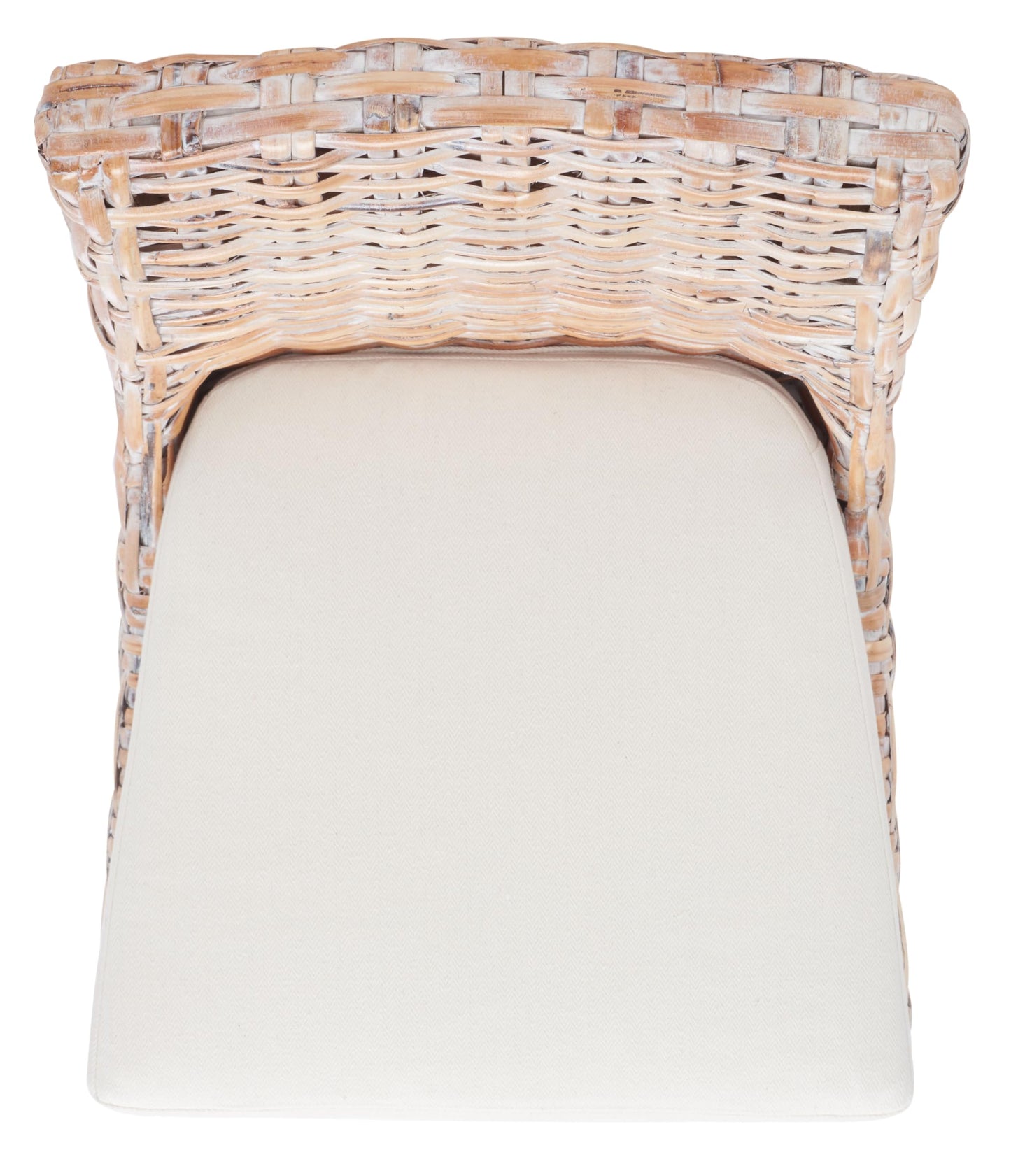SAFAVIEH Home Collection – Suncoast Set of 2 Natural White Wash Rattan Arm Chairs with Cushions, Coastal Style Seating, Fully Assembled (FOX6540A-SET2)