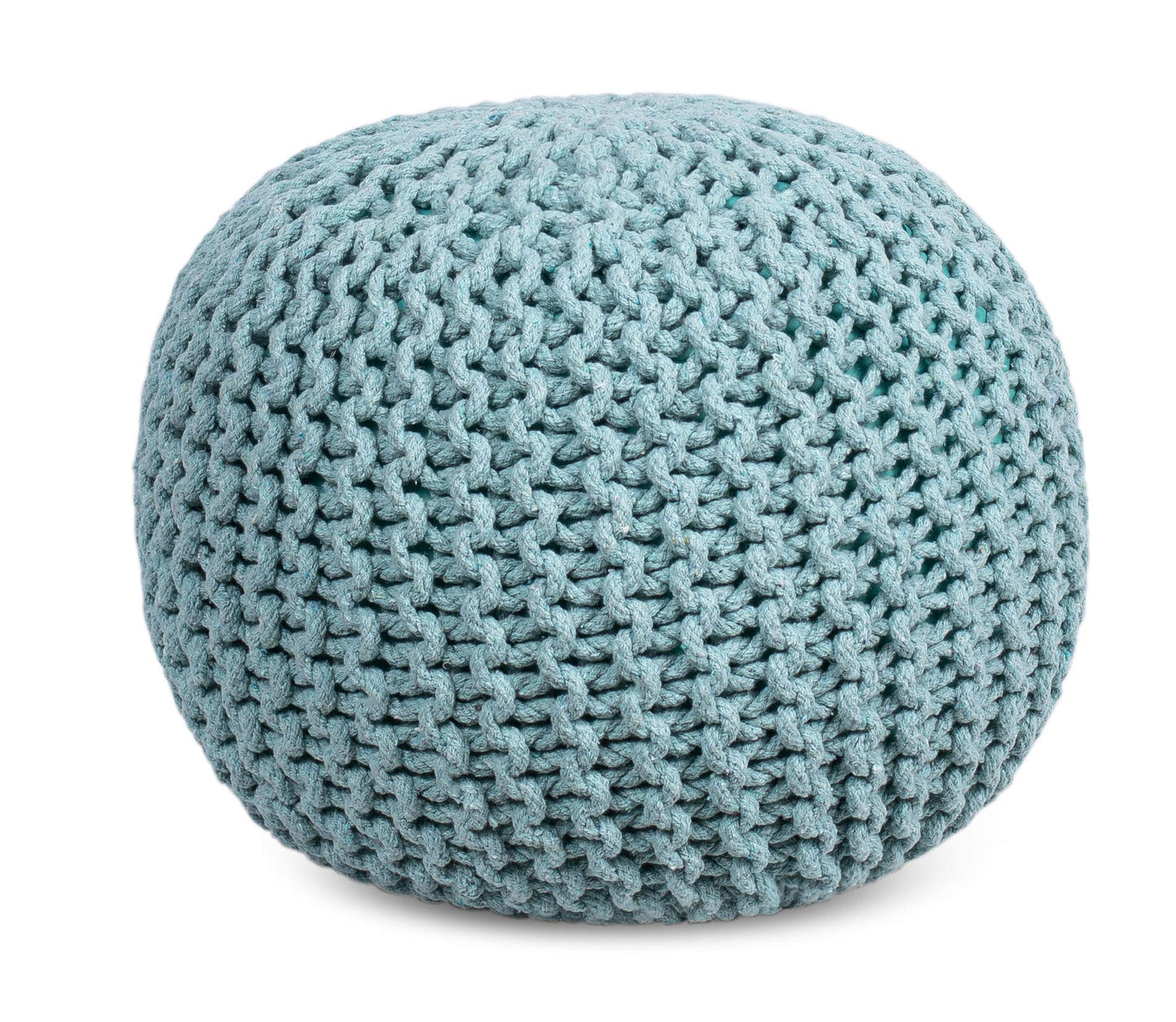 BIRDROCK HOME Round Pouf Ottoman | Cotton Braided Round Foot Stool | Bedroom and Living Room Poof | Sage Green Boho Ottoman | Pouf Foot Rest