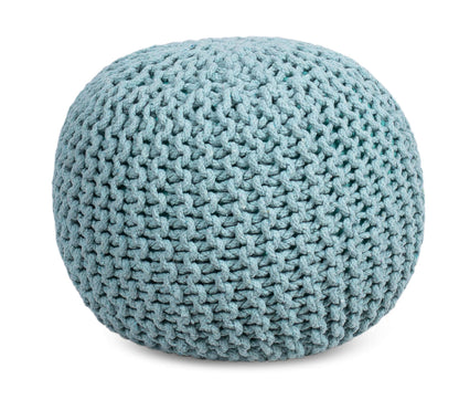 BIRDROCK HOME Round Pouf Ottoman | Cotton Braided Round Foot Stool | Bedroom and Living Room Poof | Sage Green Boho Ottoman | Pouf Foot Rest