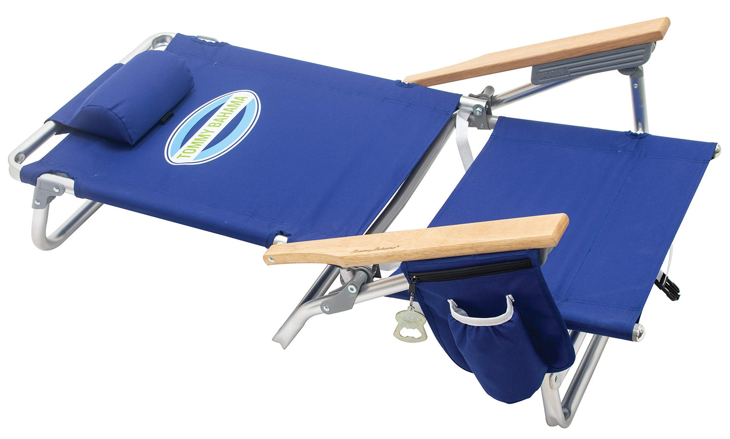 Tommy Bahama 2-Pack 5-Position Classic Lay Flat Backpack Beach Chair with Cooler and Cup Holder, Portable Folding Beach Chair for Tanning, Navy