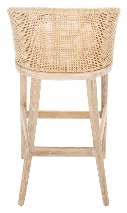 Safavieh Home Collection Brando Tropical Coastal Natural Wash Legs Cushion Solid Wood 30-inch Bar Stool (Fully Assembled)