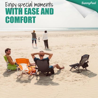 SUNNYFEEL Folding Beach Chair, High Back Beach Chairs for Adults, Lightweight Portable Camp Chair 300lbs Heavy Duty with Carry Bag, Mesh Back, Cup Holder for Outdoor Travel Picnic Concert, Green