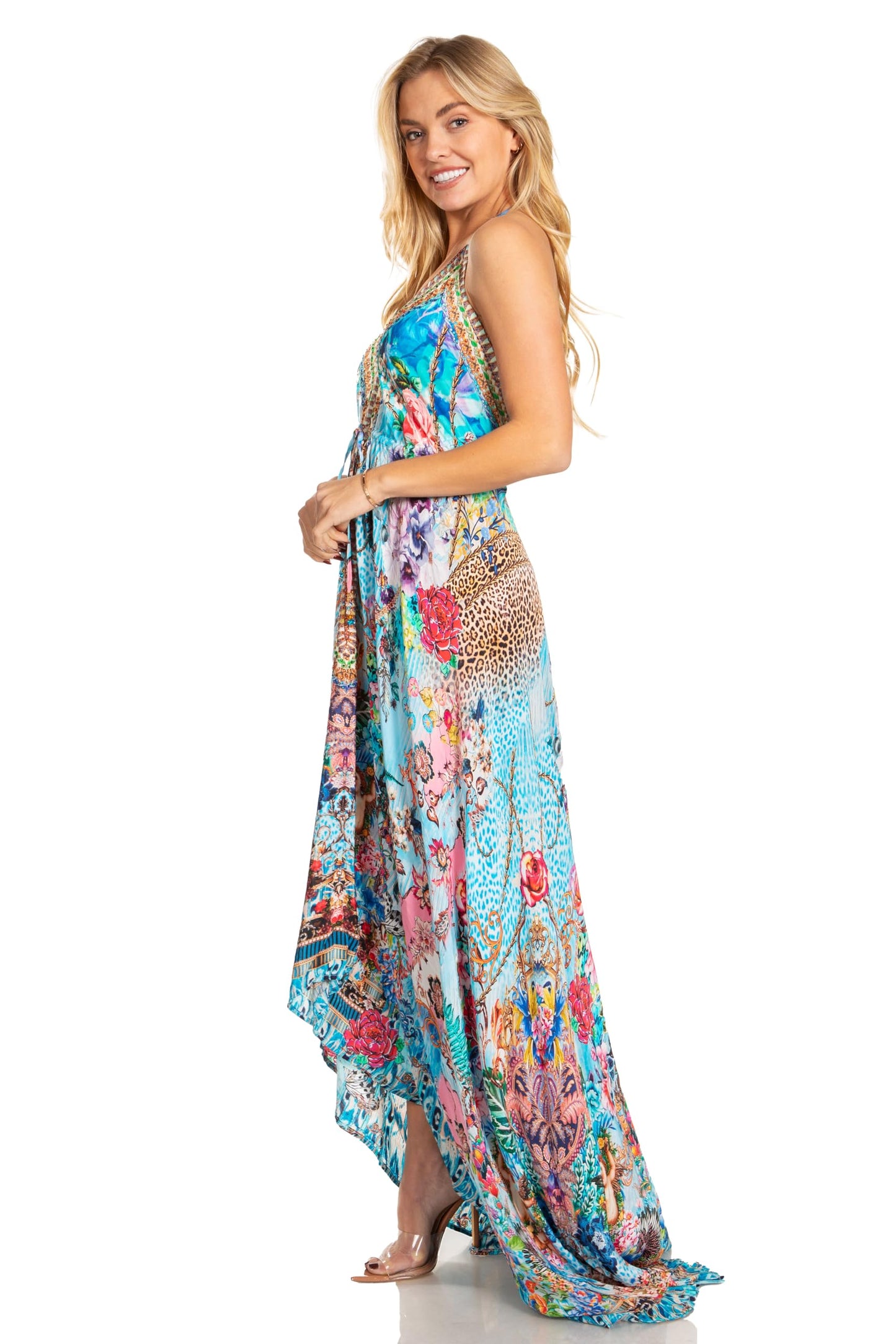 Sakkas 1817-25 - Lizi 2025 Womens Maxi High-Low Halter Handkerchief Long Dress Beach Party - 628 - OS
